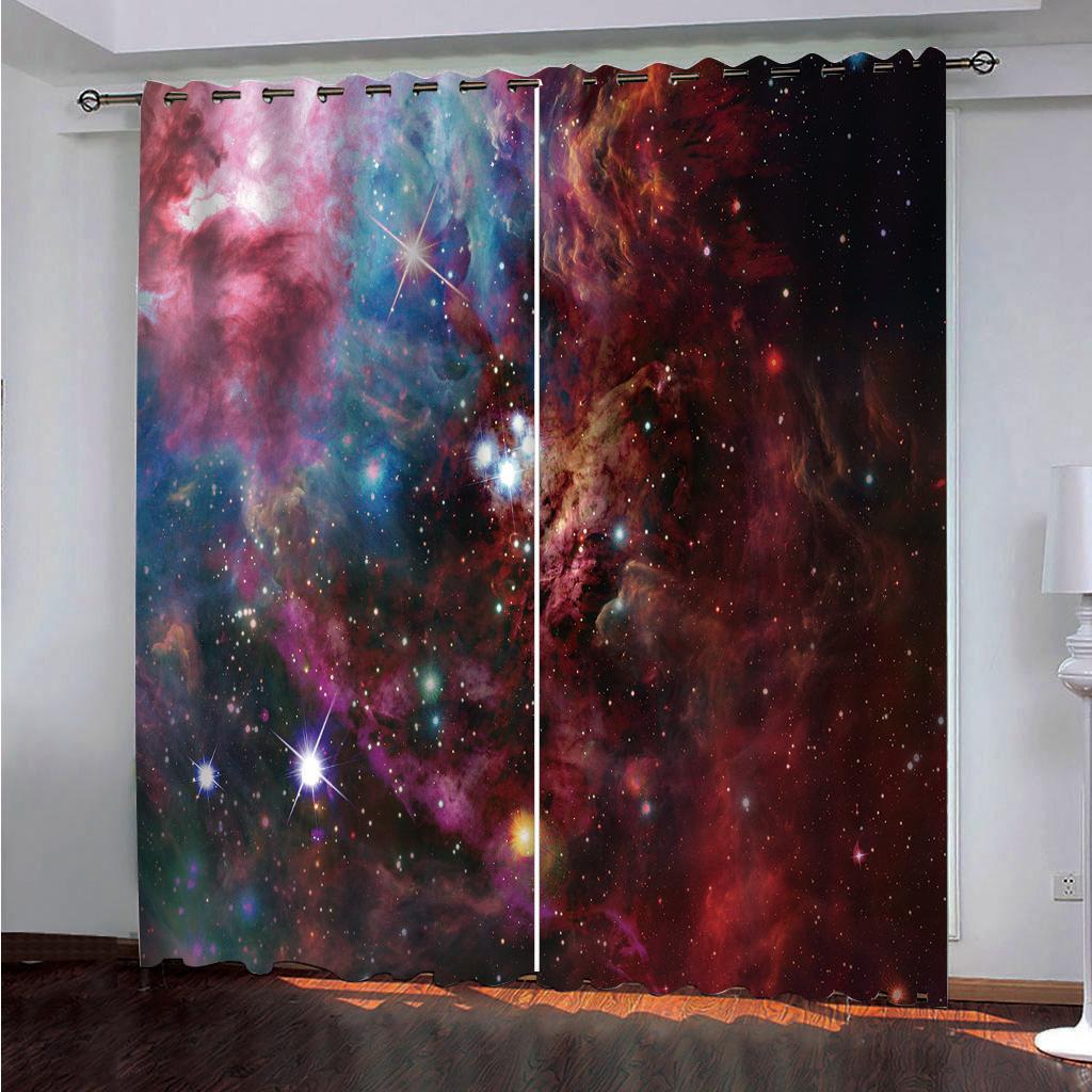 

Космическая галактика Цвет звездное небо шторы 2 панели детская комната спальня гостиная декоративные шторы 50W130H(CM)X2PCS&HooK