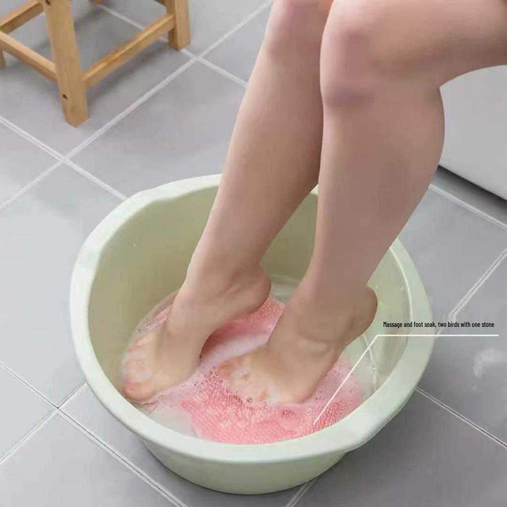 Silicone Foot Scrubber & Bath Back Brush: Massage & Cleanse Pad for Lazy Bathing