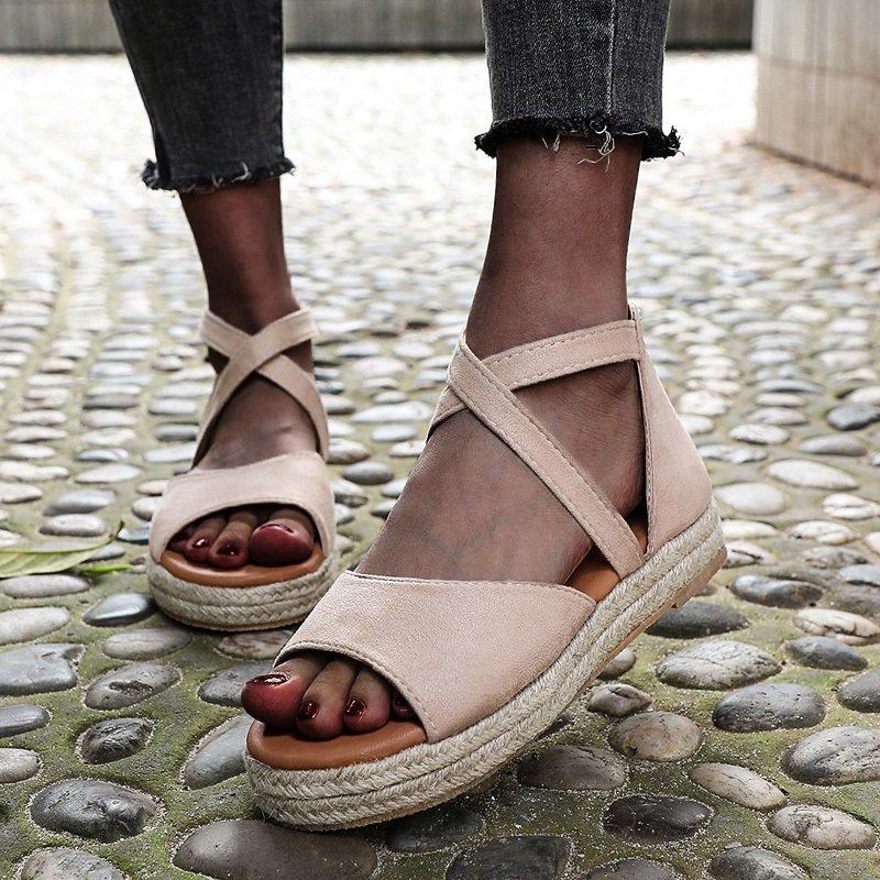 

мода 2024 Лето Новые Туфли на плоской подошве Одиночные женские Туфли на толстой подошве Женские сандалии на плоской подошве 38 бежевый