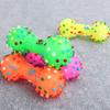Dog Squeaky Chew Toy - Dumbbell Shape with Small Spikes, Rubber Pet Toy for Teething, Teeth Cleaning & Tartar Reduction,
