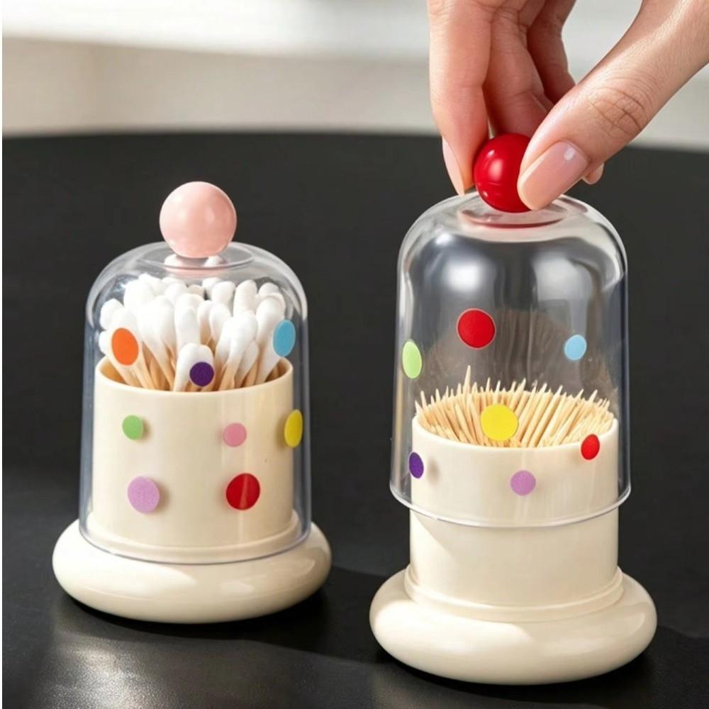 Polka Dot Toothpick Holder Food Grade PP Plastic Desktop Organizer  For Home and Office Desktop