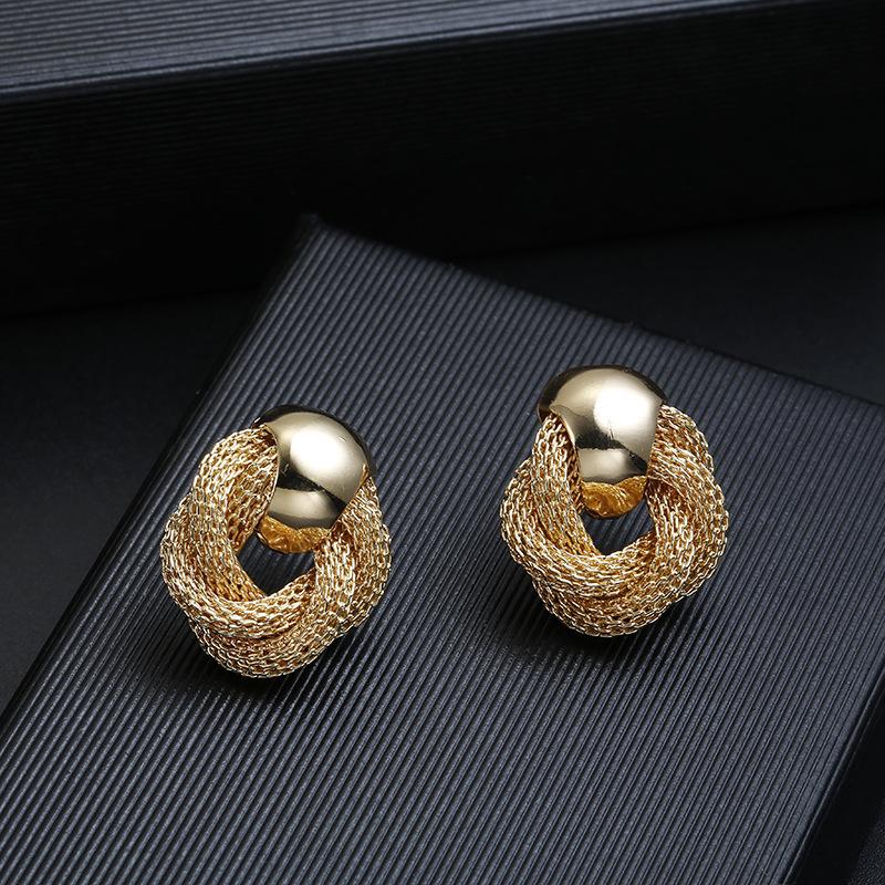 Vintage Metallic Twisted weaving Round Circle Dangle Earrings New Fashion Wedding Party Drop Earrings for Woman Jewelry