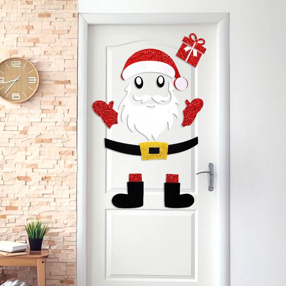 Large Snowman Reindeer Santa Stickers Christmas Door Stickers Decor for Refrigerator Wall Window Christmas Door Decorations