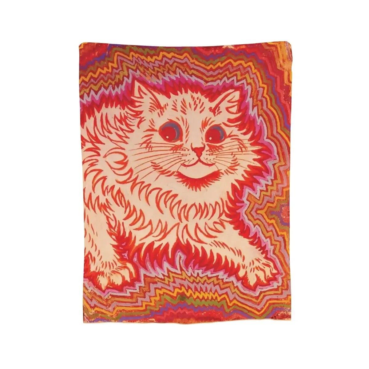 

Декоративное одеяло Louis Wain Оранжевое психоделическое кошачье одеяло, постельное белье, теплое плюшевое одеяло для кровати, гостиной, пикника, путешествия, домашнего дивана 75x100cm 30x40in