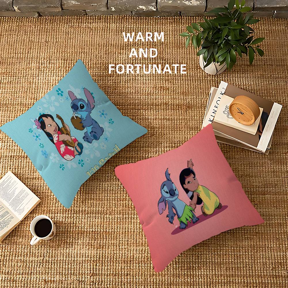 Cartoon S-Stitch And L-Lilo Cushion Cover Inches Farmhouse Decor Home Throw Pillow Covers For Couch Decorations