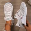 Fashion Mesh Lady Vulcanized Shoes Non-slip Knitting Womens Soft Bottom Breathable Casual Walking Hollow Running Shoes Platform Sneakers