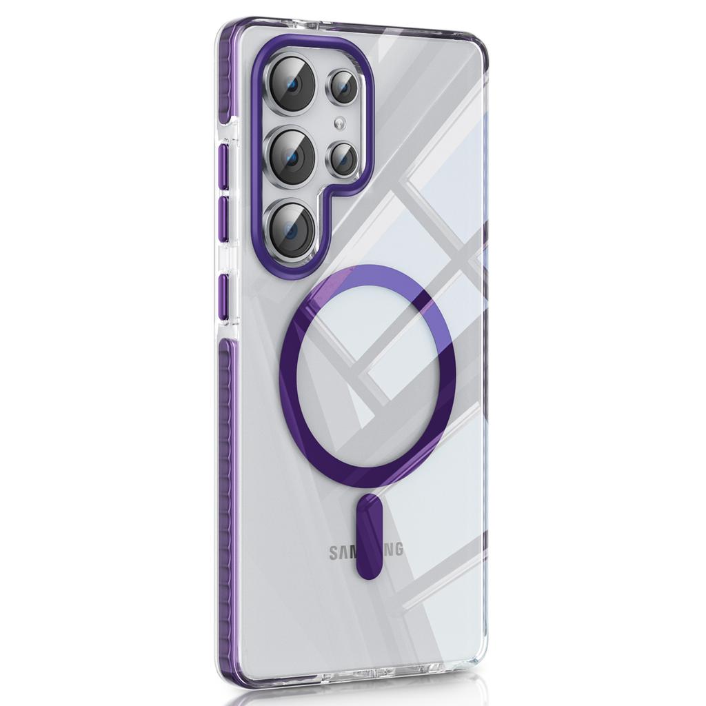 Capa magnética ultrafina IMD transparente PC+TPU para Samsung Galaxy S24, capa traseira à prova de choque e airbag