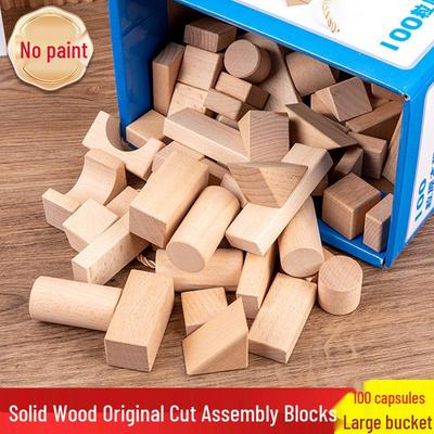 Handmade Natural Beech Wood Building Blocks - Large Particles DIY Educational Construction Toy for Kindergarten