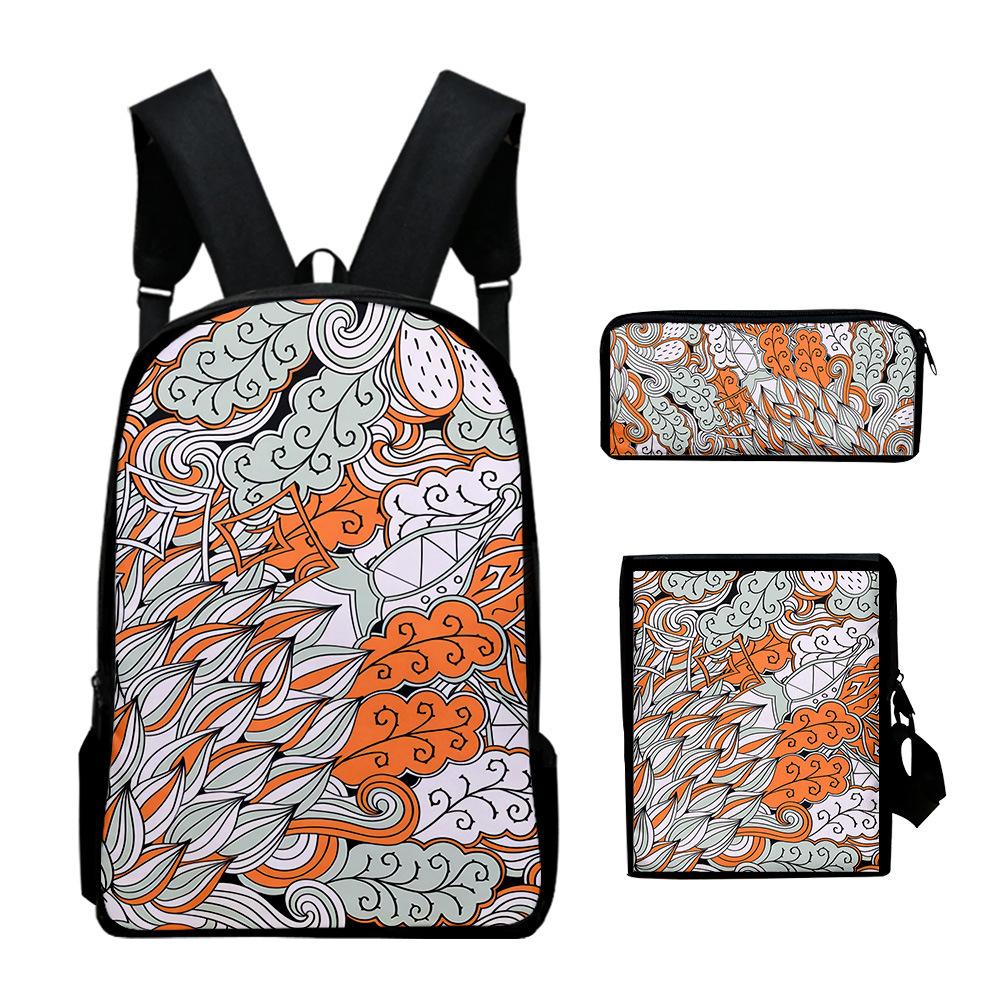 Classic Novelty Cool Ethnic Style 3D Print 3pcs/Set Pupil School Bags Laptop Daypack Backpack Inclined Shoulder Bag Pencil Case