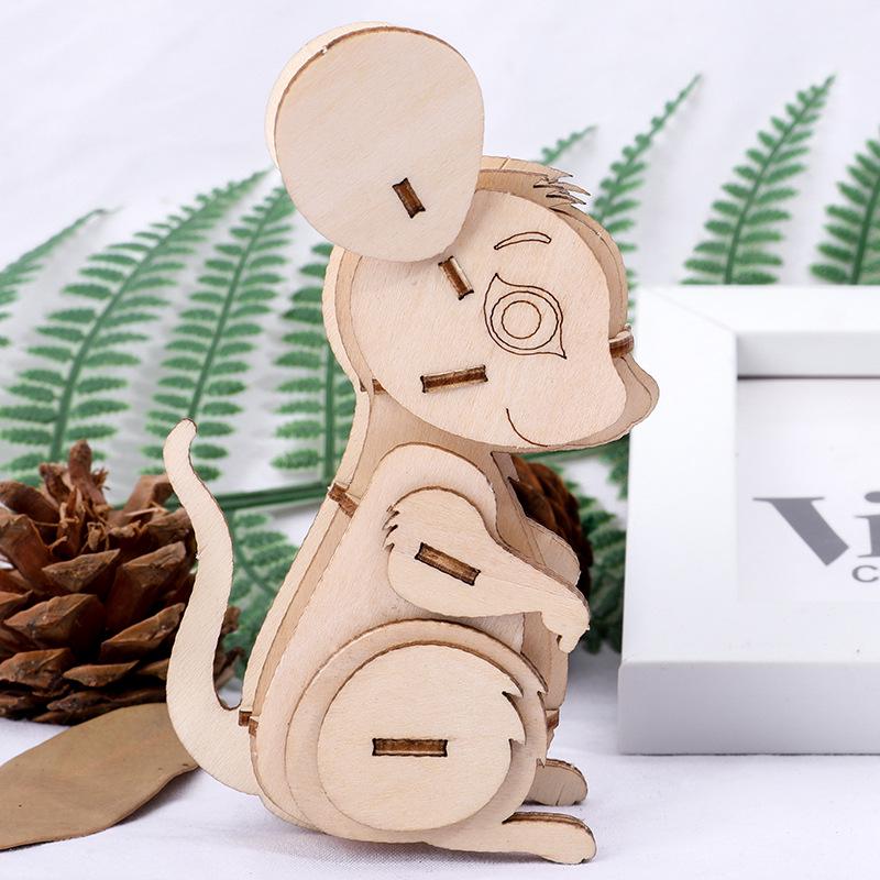 Children's DIY Wooden Toys Wooden Model Puzzle Three-dimensional Puzzle Hand-assembled Coloring Insect Model Building Blocks
