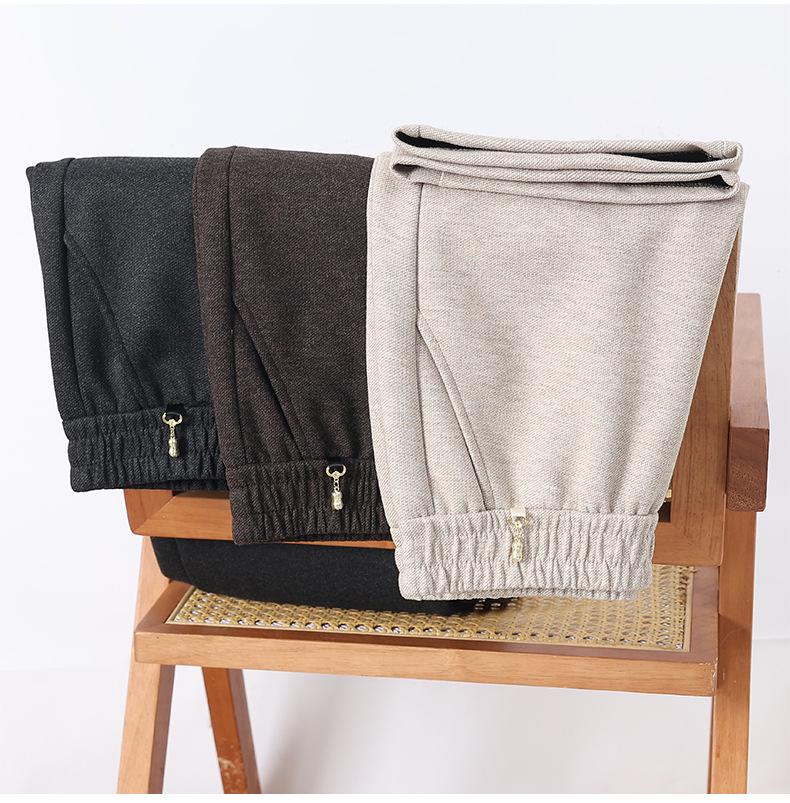 Middle-aged and Elderly Women's Wool Straight-Leg Pants - Autumn/Winter Casual Loose Fit