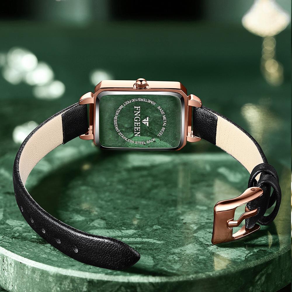 2025 New Small Green Watch Women's Light Luxury Retro Small Square Plate Simple Temperament Women's Watch
