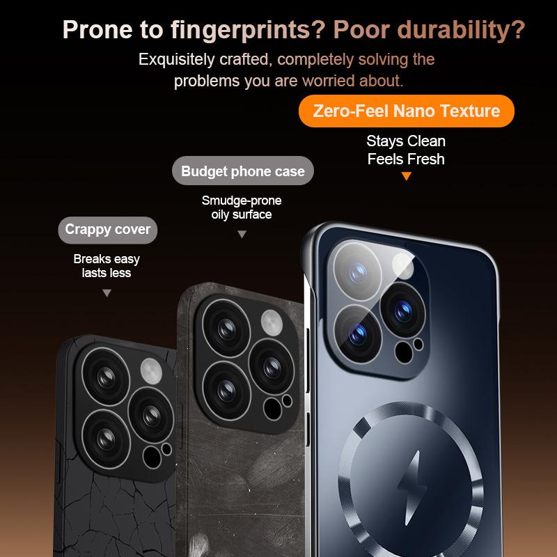 Applicable To Apple 16 ProMax Dazzling Gold Magnetic Frameless Mobile Phone Case Iphone15 Matte Anti Fall Cover 14