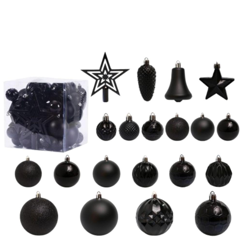 

45 шт. изысканные гальванизированные рождественские подвесные шары, елочные украшения для дома и улицы чёрный