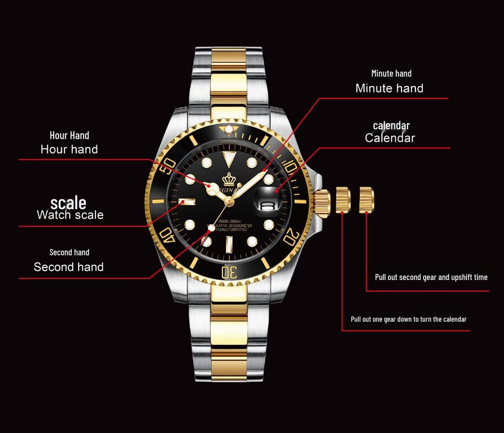 Men's Green Submariner Quartz Sport Watch, Steel Band, Date Feature, Luminous, Waterproof, Student, Rotating Bezel.