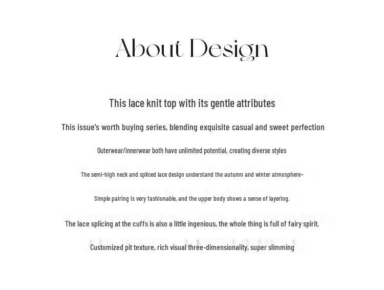 YUZHAOLIN Damska koronkowa bluzka z dzianiny z półgolfem i długim rękawem