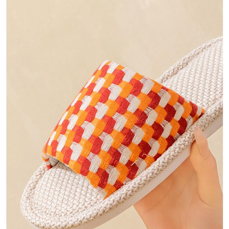 Vier Jahreszeiten Indoor Leinen Hausschuhe für Damen Rutschfest Weiche Sohle und Schweißabsorbierend für Zuhause