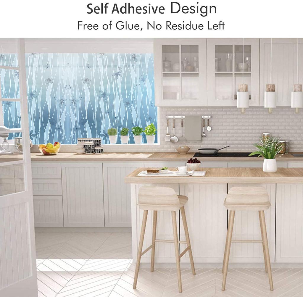 3D Matte Window Film Privacy Self Adhesive Frosted Vinyl Glass Film Stained Window Sticker Decorative Window Clings for Home