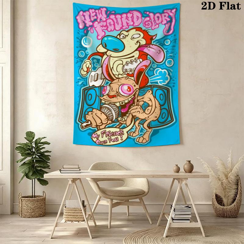 Ren & Stimpy Show Characters Pattern Home Decor Tapestry, Wall Hanging, Decorative RV Wall Cloth.ZGT0914079