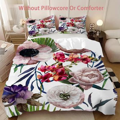 Elegante Diseño Floral Patrón Temático Impreso en 3D Juego de Fundas Nórdicas Estilo Arte Abstracto Juego de Ropa de Cama Suave Cómodo Juego de Fundas para Edredón