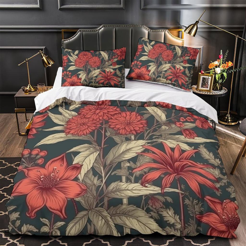 3D Digital Printing Hand-Painted Flower Series Quilt Cover Pillowcase Two Or Three-Piece Set Polyester Abraded