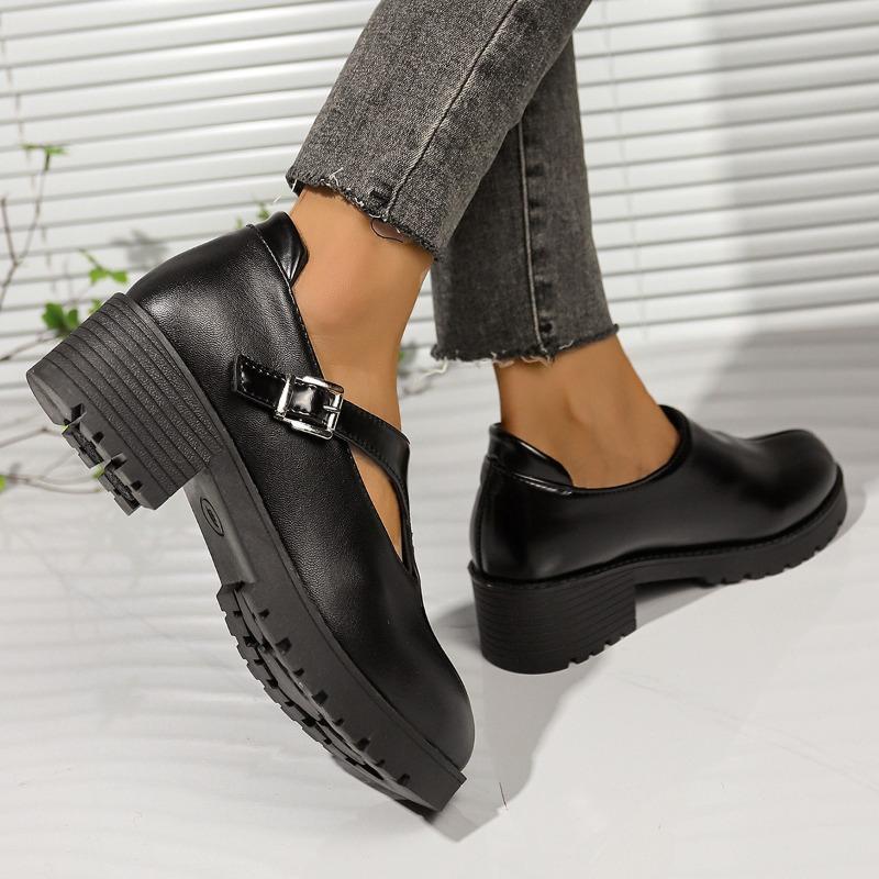 Spring and Autumn New Thick-soled Small Leather Shoes Women's Casual Shallow Mouth Single Shoes Women's Breathable Outer Women's Shoes