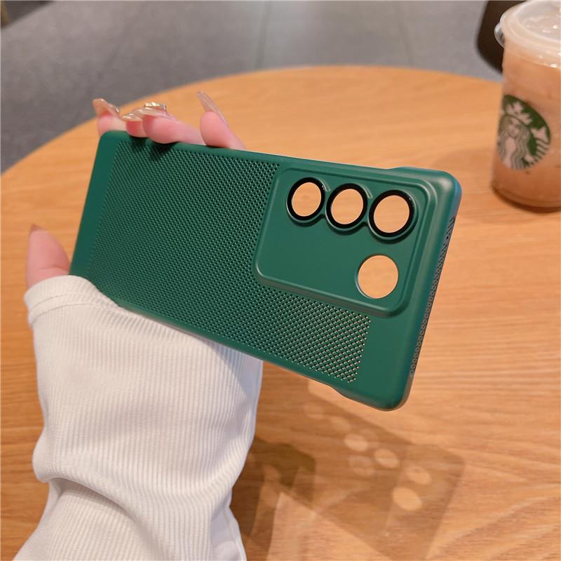 Frameless Heat Dissipation Case With Lens Film For Vivo S18 S17 S17t S16 Pro Breathable Cooling Grid Hard PC Cover Back Shell Protector