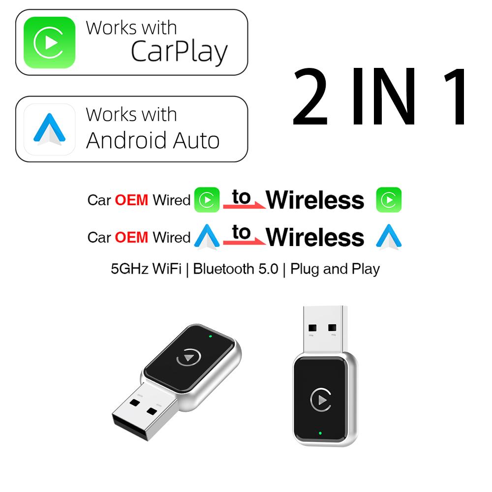 Low-latency Wireless CarPlay Android Auto Adapter for Abarth Acura Alfa Romeo ASTON Martin Bentley Cadillac Chery Chrysler Jeep