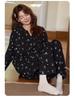 Women's Long Sleeve Cotton Kimono Pajamas with Chest Pads - Cute Cartoon V-Neck Set for Spring and Autumn
