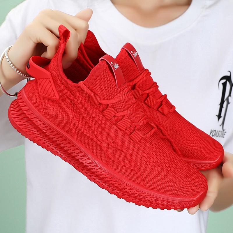 Sapatos Casuais Femininos de Primavera Tênis de Malha Respirável para Mulheres Sapatos Amarelos Mulher Sapato de Tricô Tênis Meia Sapatos Baixos Femininos Verão