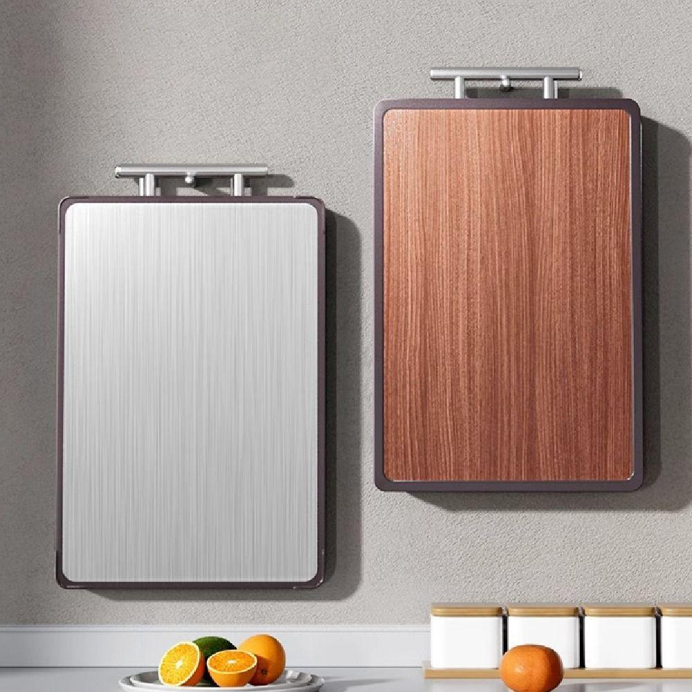 Anti-Bacterial Wood Chopping Board Anti-Slip Stainless Steel Cutting Board  Home