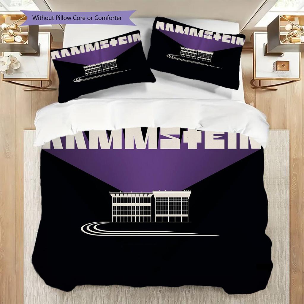 Rammsteins Industrial Rock Legacy Three-piece Set (1 * Duvet Cover + 2 * Pillowcase, Without Core) 2D Flat Soft and Comfortable Bedding Set