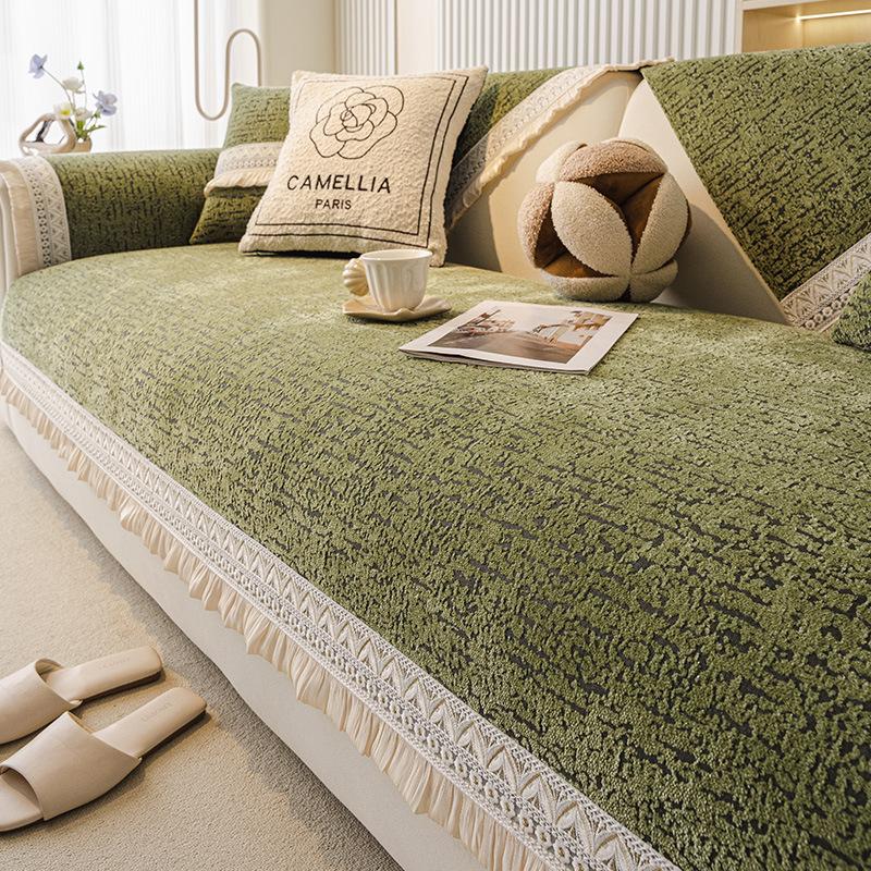 

French Cream Style Sofa Cushion Universal In All Seasons New Non-Slip Chenille Leather Seat Cushion Cover Cloth Towel 70*70cm