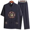 Men's Chinese Style Ice Silk Short Sleeve Tang Suit Set