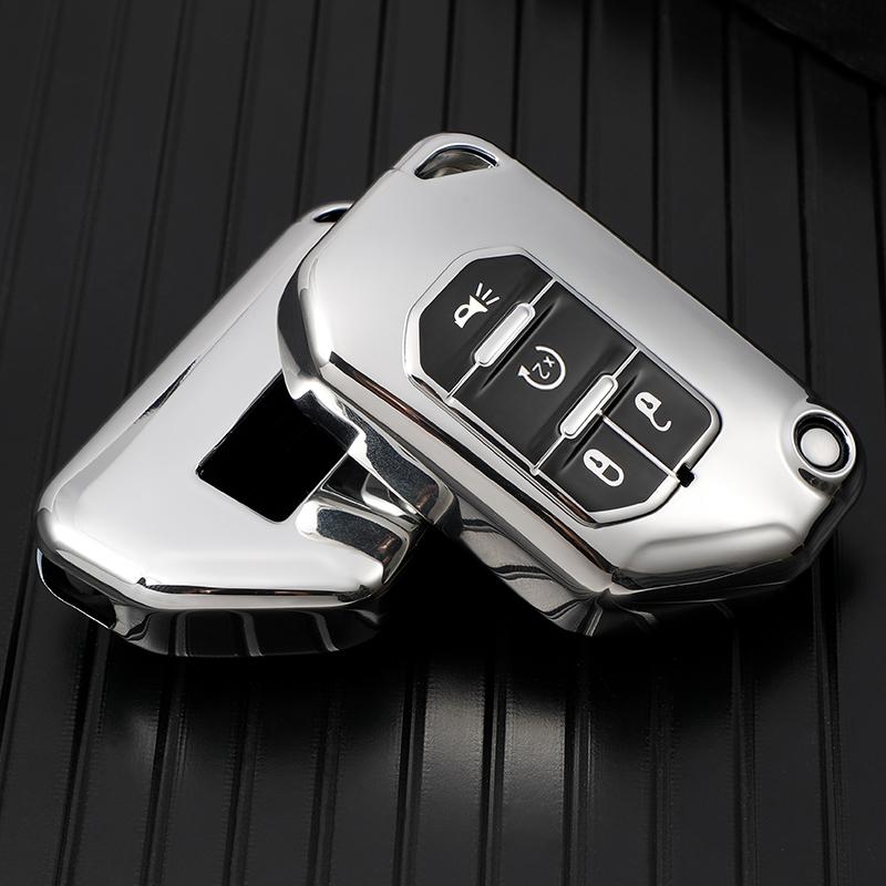 CLW1 Soft TPU Key Shell Fob Holder Cover Remote Protector Case for Jeep Wrangler JL TJ Gladiator JT 2018 2019 Keychain Protector