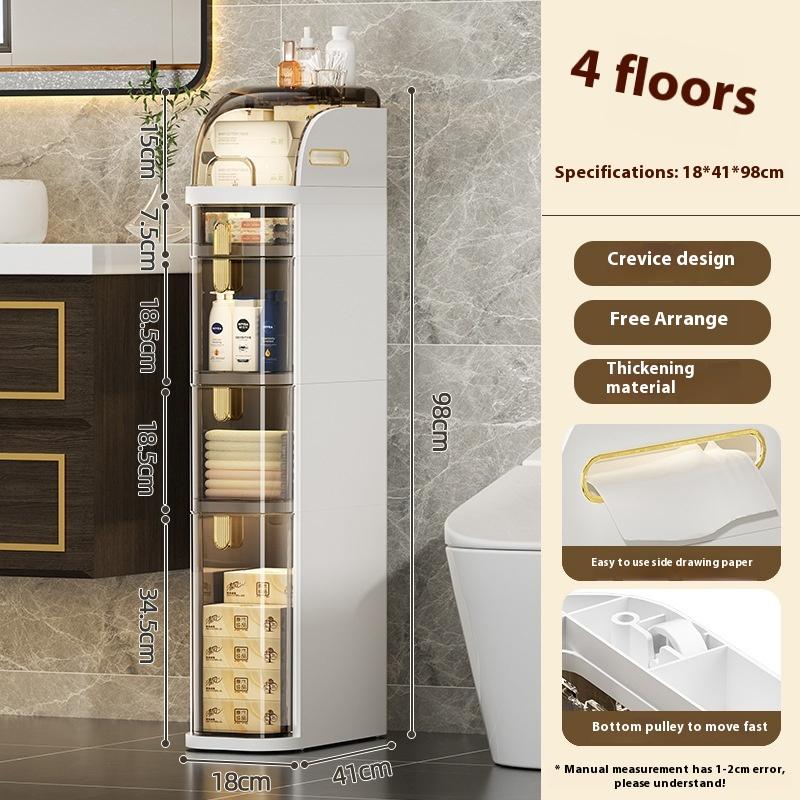 Toilet Storage Cabinet 2/3/4 Layers Bathroom Drawer Closestool Crevice Rack Ultra Narrow Kitchen Organizer Rack Shelves