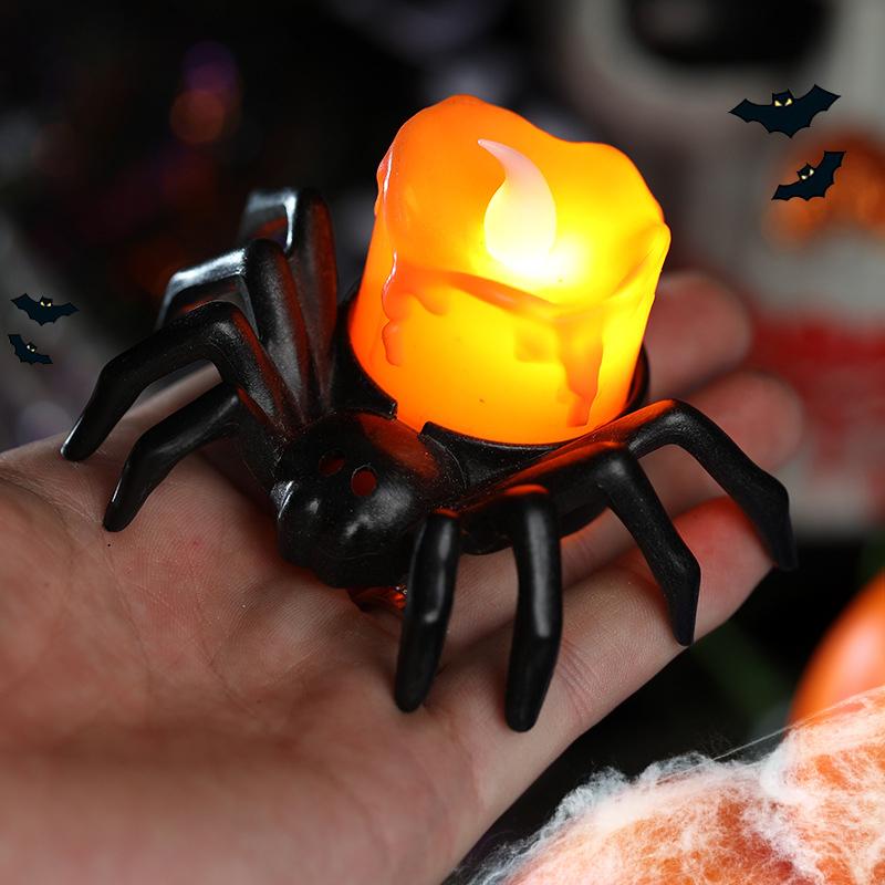 Halloween Decorations LED Candle Light Plastic Spider Pumpkin Lamp for Home Bar Haunted House Halloween Party Decor Horror Props