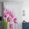 Czerwone tulipany z zieloną trawą prześwitujące firanki do salonu okno przezroczysta tiulowa zasłona z woalu zasłony do sypialni Home Decor