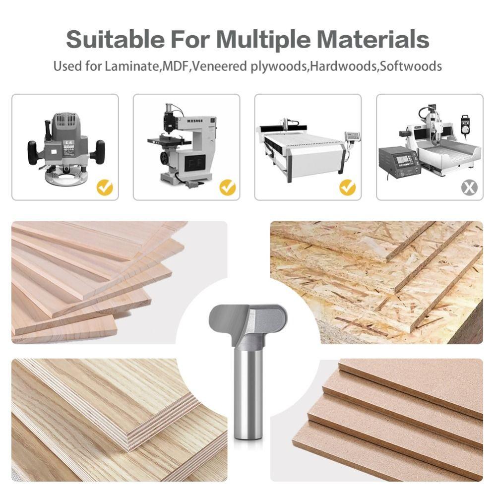 1/2′′ 12mm Shank Chamfer Bits Carving Milling Cutter Durable Wood Router Bits Furniture