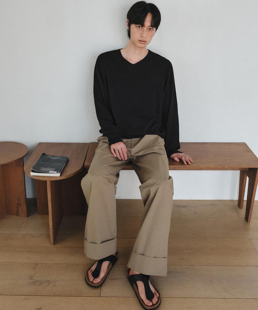 Wednesday Oasis Washable Minimal V-Neck Knit_Black(Wc26-Kn20)