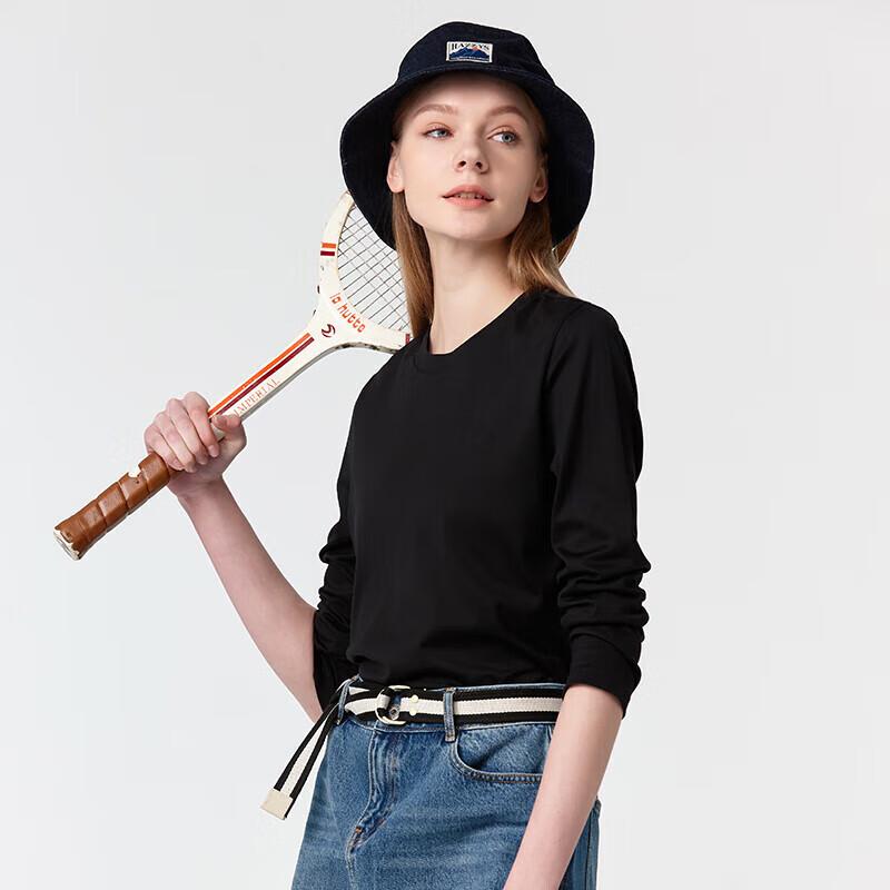 HAZZYS Women s 2025 Spring PHIZ Round Neck Long Sleeve T-Shirt 38