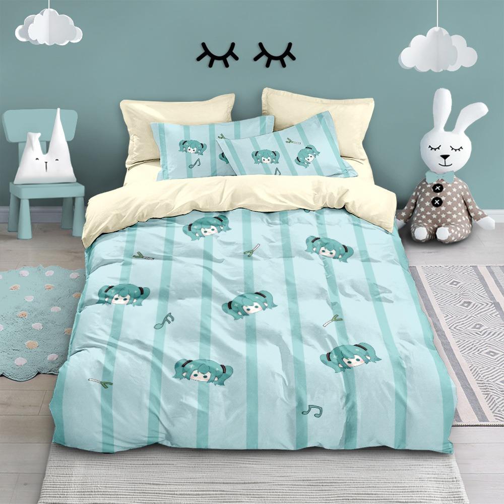 3D Print Japanese Anime Kawaii Hatsune Miku Duvet Cover Bedding Set Queen King Full Size for Holiday Bedroom Teens Women Gift