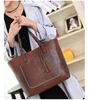 Vintage Handbag Women Brown Leather Shoulder Bag Lady Retro Tote Large PU Handbags Bolso Fashion Bag