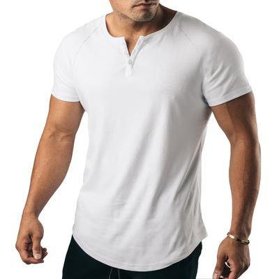 Manatsulife Short Sleeve Henley Raglan Round Solid Perfect for DT05 Men's T-Shirt, Neck, Sleeves, Button-Down, Neck, Layered, Color, Commuting, Golf,