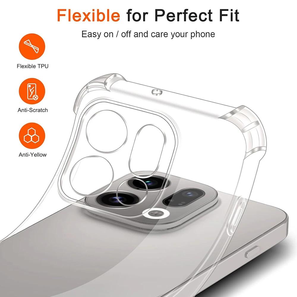 TPU Transparent Case For OPPO Find X9 Pro Reno 1 Pro Protective Cover Four Corners Shockproof Bumper Coque Fundas