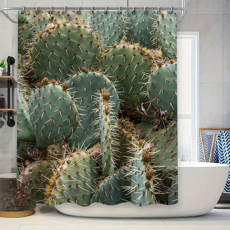 

Green Cactus Shower Curtain Bathroom Decorative Waterproof Polyester Printing Washable Home Decor W60H190(CM)-1 Pcs