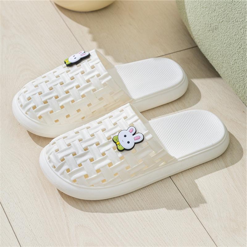 Summer Baotou Cool Slippers Ladies Bathroom Bath Home Indoor and Outdoor Wear Smooth Flat Bottom Beach Hole Shoes Women