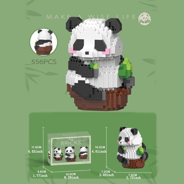 Mini Cute Creative Panda Micro Building Blocks 3D Diamond Model Animals Bricks DIY City Construction Toys for Children Kids Gift