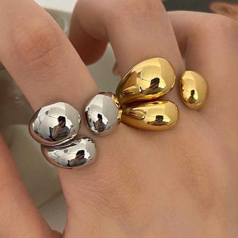 Color Asymmetric Water Droplets Rings For Women Simple Fashion Open Golden Ring Korean Design Jewelry