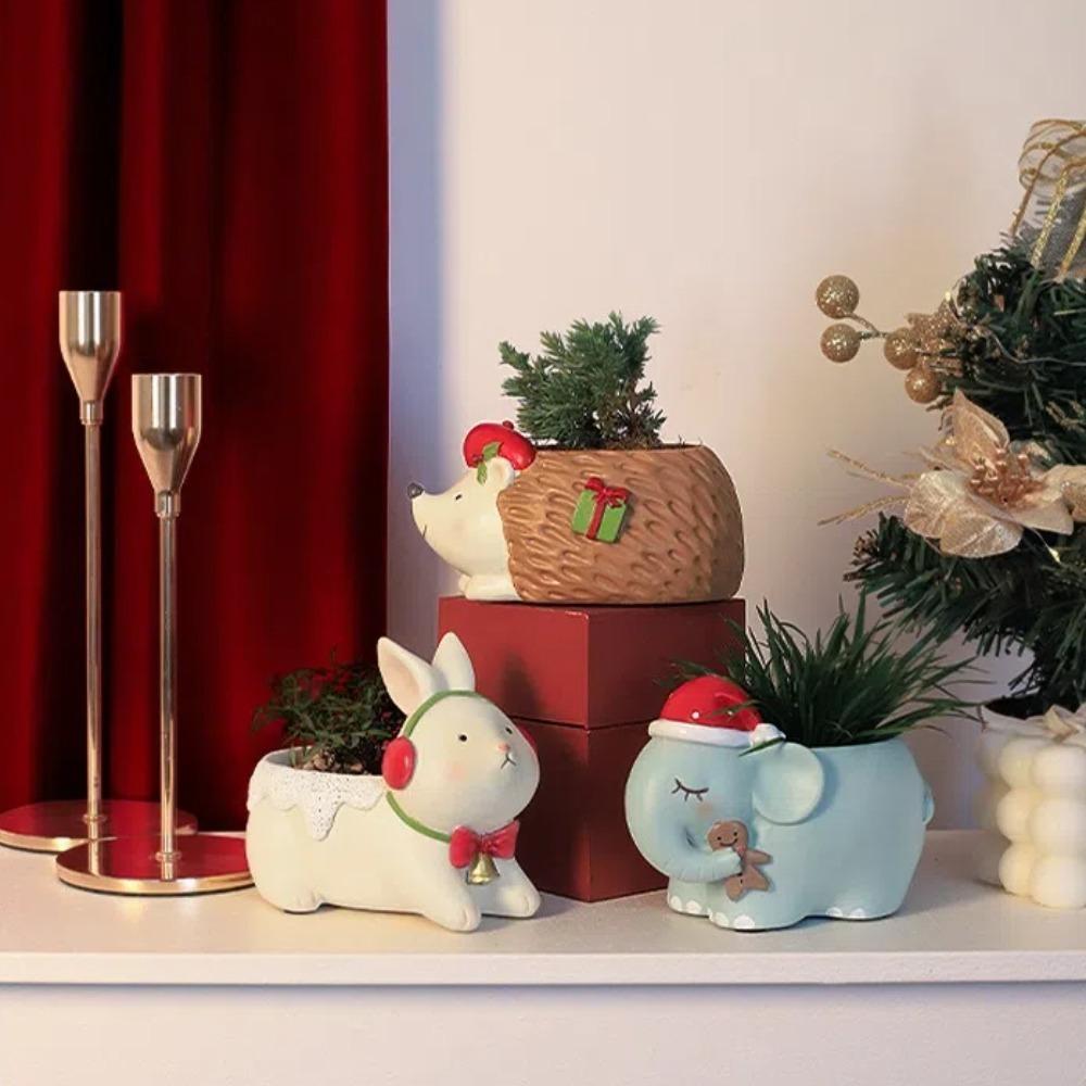 Bunny Reindeer Succulent Planter Resin Animals Flowerpot Cute Succulents Plants Pots Home